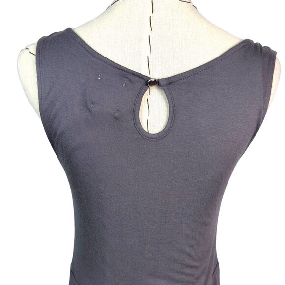 Anthropologie Ric Rac Dress Womens Size XS Rising‎ Vapors Grey Ruffle Keyhole - Picture 5 of 10